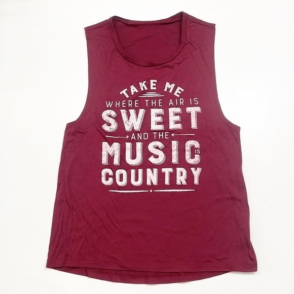 Take Me Where the Air is Sweet and the Music is Country cranberry tank top - Picture 1 of 3